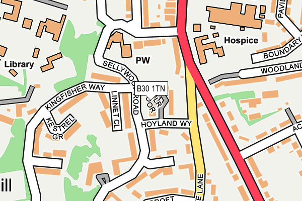 B30 1TN map - OS OpenMap – Local (Ordnance Survey) B30 1TN map - OS OpenMap – Local (Ordnance Survey)