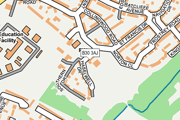 B30 3AJ map - OS OpenMap – Local (Ordnance Survey) B30 3AJ map - OS OpenMap – Local (Ordnance Survey)