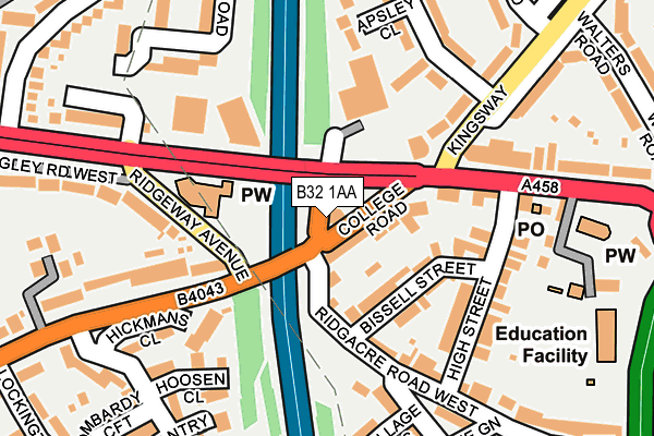 B32 1AA map - OS OpenMap – Local (Ordnance Survey) B32 1AA map - OS OpenMap – Local (Ordnance Survey)
