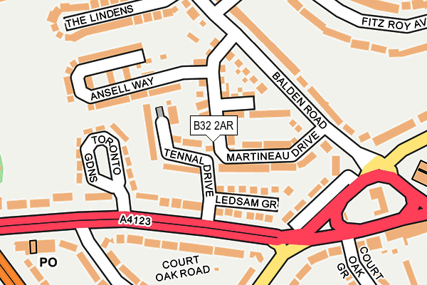B32 2AR map - OS OpenMap – Local (Ordnance Survey) B32 2AR map - OS OpenMap – Local (Ordnance Survey)