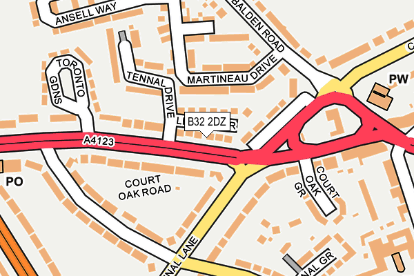 B32 2DZ map - OS OpenMap – Local (Ordnance Survey) B32 2DZ map - OS OpenMap – Local (Ordnance Survey)