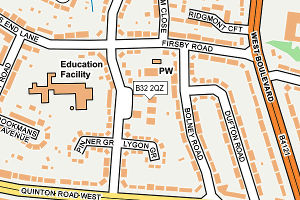 B32 2QZ map - OS OpenMap – Local (Ordnance Survey) B32 2QZ map - OS OpenMap – Local (Ordnance Survey)
