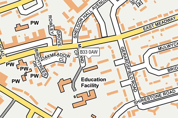 B33 0AW map - OS OpenMap – Local (Ordnance Survey) B33 0AW map - OS OpenMap – Local (Ordnance Survey)