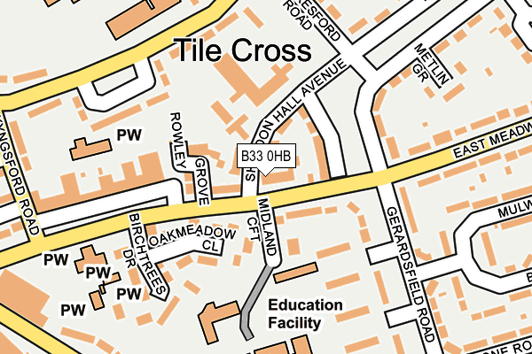 B33 0HB map - OS OpenMap – Local (Ordnance Survey) B33 0HB map - OS OpenMap – Local (Ordnance Survey)