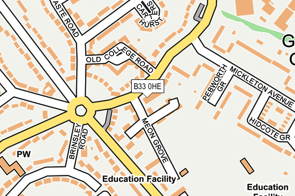 B33 0HE map - OS OpenMap – Local (Ordnance Survey) B33 0HE map - OS OpenMap – Local (Ordnance Survey)