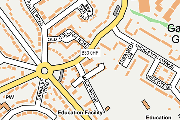 B33 0HF map - OS OpenMap – Local (Ordnance Survey) B33 0HF map - OS OpenMap – Local (Ordnance Survey)