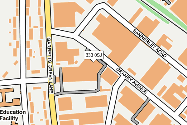 B33 0SJ map - OS OpenMap – Local (Ordnance Survey) B33 0SJ map - OS OpenMap – Local (Ordnance Survey)