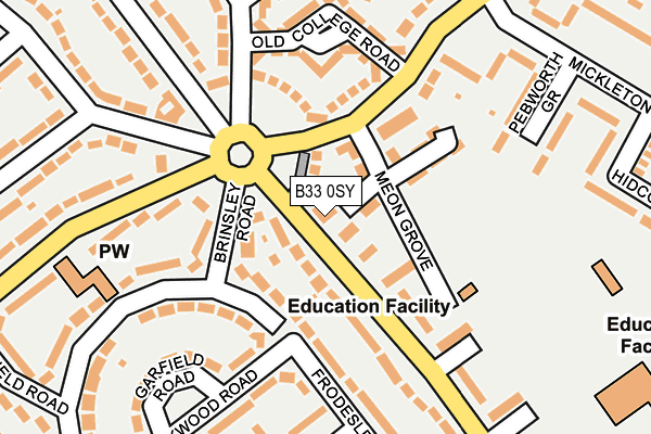 B33 0SY map - OS OpenMap – Local (Ordnance Survey) B33 0SY map - OS OpenMap – Local (Ordnance Survey)