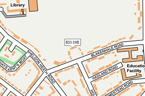 B33 0XB map - OS OpenMap – Local (Ordnance Survey) B33 0XB map - OS OpenMap – Local (Ordnance Survey)