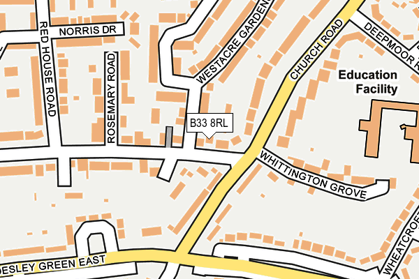 B33 8RL map - OS OpenMap – Local (Ordnance Survey) B33 8RL map - OS OpenMap – Local (Ordnance Survey)