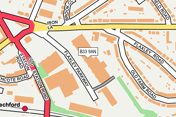 B33 9AN map - OS OpenMap – Local (Ordnance Survey) B33 9AN map - OS OpenMap – Local (Ordnance Survey)