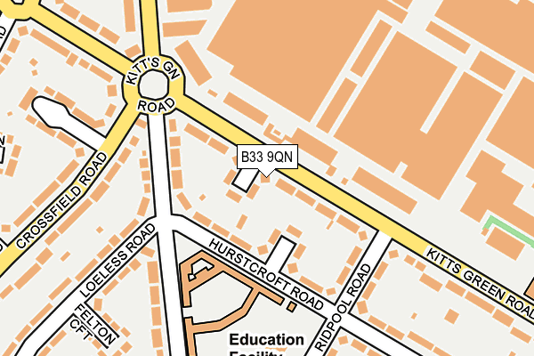 B33 9QN map - OS OpenMap – Local (Ordnance Survey) B33 9QN map - OS OpenMap – Local (Ordnance Survey)