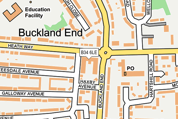 B34 6LE map - OS OpenMap – Local (Ordnance Survey) B34 6LE map - OS OpenMap – Local (Ordnance Survey)