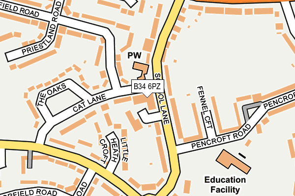B34 6PZ map - OS OpenMap – Local (Ordnance Survey) B34 6PZ map - OS OpenMap – Local (Ordnance Survey)