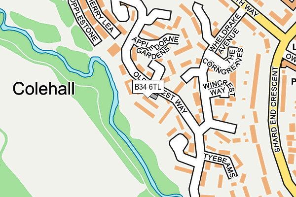 B34 6TL map - OS OpenMap – Local (Ordnance Survey) B34 6TL map - OS OpenMap – Local (Ordnance Survey)