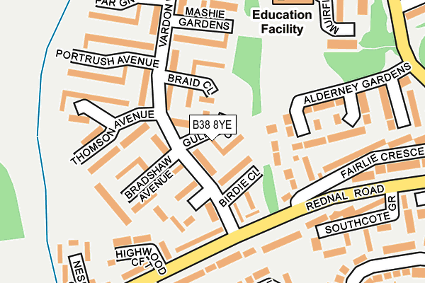B38 8YE map - OS OpenMap – Local (Ordnance Survey) B38 8YE map - OS OpenMap – Local (Ordnance Survey)