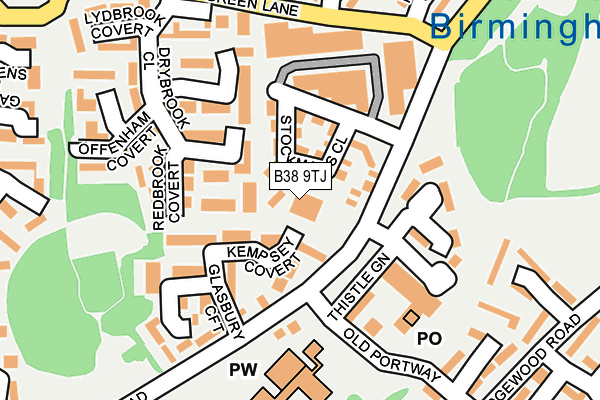 B38 9TJ map - OS OpenMap – Local (Ordnance Survey) B38 9TJ map - OS OpenMap – Local (Ordnance Survey)
