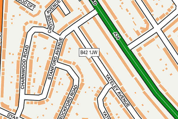 B42 1JW map - OS OpenMap – Local (Ordnance Survey) B42 1JW map - OS OpenMap – Local (Ordnance Survey)