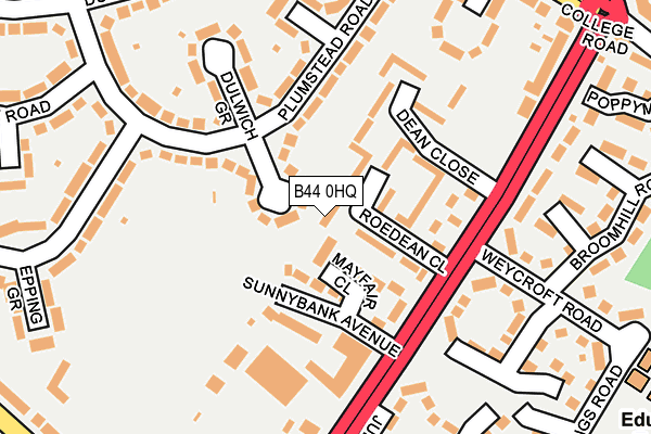 B44 0HQ map - OS OpenMap – Local (Ordnance Survey) B44 0HQ map - OS OpenMap – Local (Ordnance Survey)