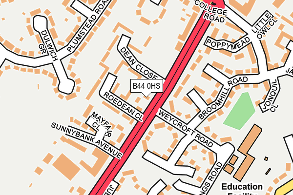 B44 0HS map - OS OpenMap – Local (Ordnance Survey) B44 0HS map - OS OpenMap – Local (Ordnance Survey)