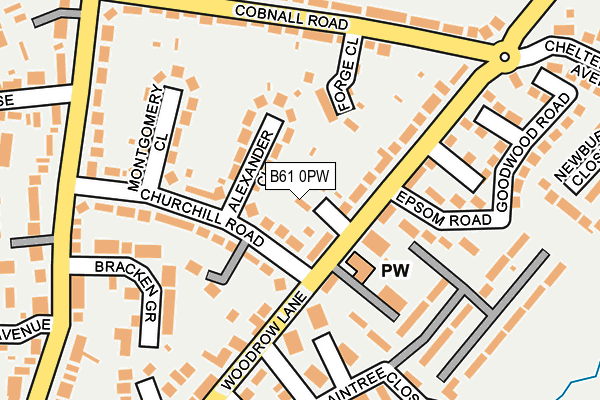 B61 0PW map - OS OpenMap – Local (Ordnance Survey) B61 0PW map - OS OpenMap – Local (Ordnance Survey)