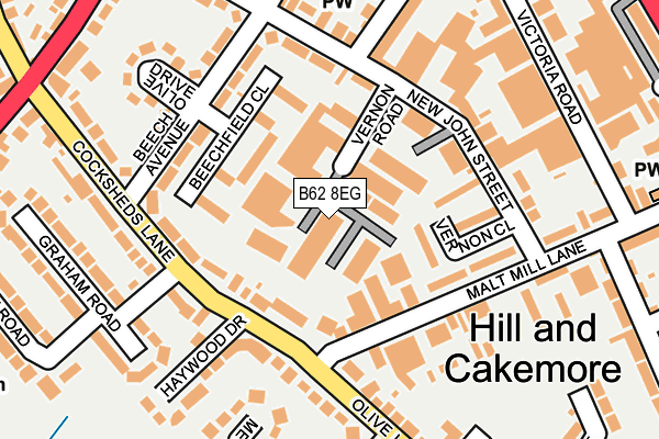 B62 8EG map - OS OpenMap – Local (Ordnance Survey) B62 8EG map - OS OpenMap – Local (Ordnance Survey)
