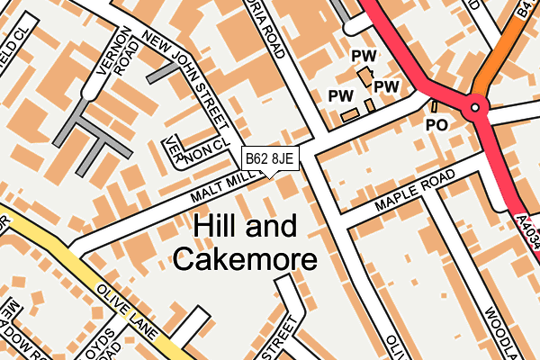 B62 8JE map - OS OpenMap – Local (Ordnance Survey) B62 8JE map - OS OpenMap – Local (Ordnance Survey)