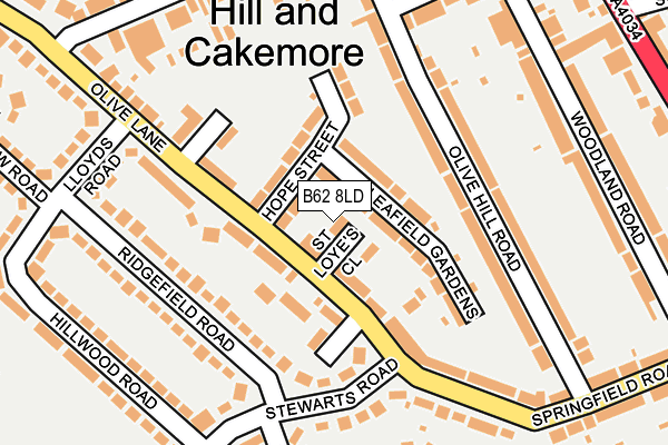 B62 8LD map - OS OpenMap – Local (Ordnance Survey)