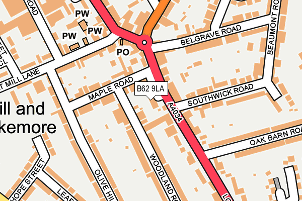 B62 9LA map - OS OpenMap – Local (Ordnance Survey) B62 9LA map - OS OpenMap – Local (Ordnance Survey)