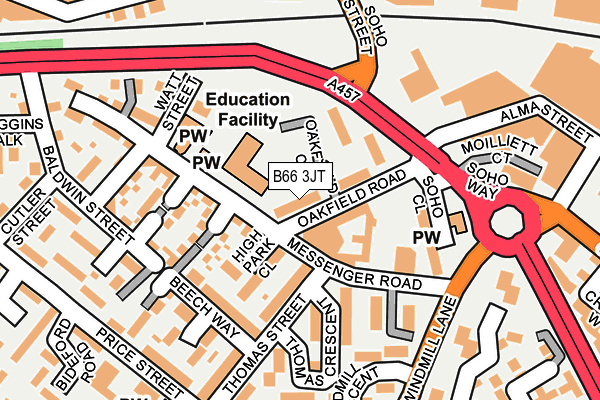 B66 3JT map - OS OpenMap – Local (Ordnance Survey) B66 3JT map - OS OpenMap – Local (Ordnance Survey)