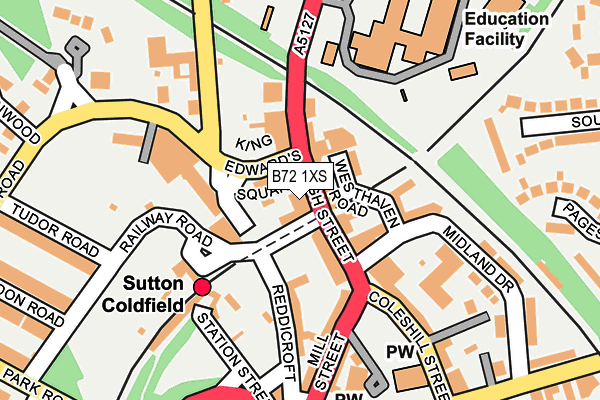 B72 1XS map - OS OpenMap – Local (Ordnance Survey) B72 1XS map - OS OpenMap – Local (Ordnance Survey)