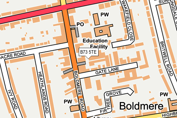 B73 5TE map - OS OpenMap – Local (Ordnance Survey) B73 5TE map - OS OpenMap – Local (Ordnance Survey)