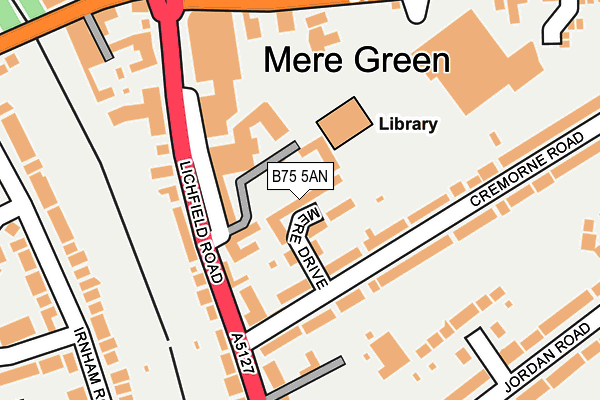 B75 5AN map - OS OpenMap – Local (Ordnance Survey) B75 5AN map - OS OpenMap – Local (Ordnance Survey)