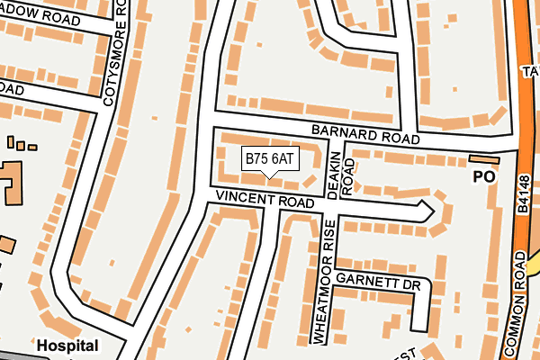 B75 6AT map - OS OpenMap – Local (Ordnance Survey) B75 6AT map - OS OpenMap – Local (Ordnance Survey)