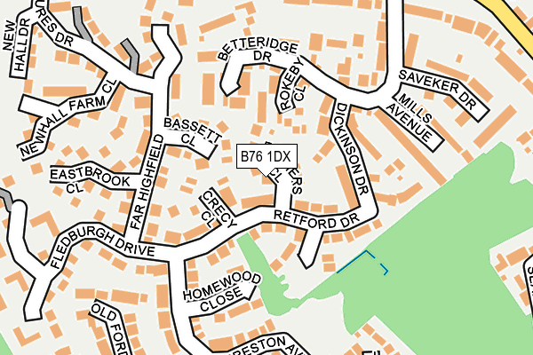 B76 1DX map - OS OpenMap – Local (Ordnance Survey) B76 1DX map - OS OpenMap – Local (Ordnance Survey)