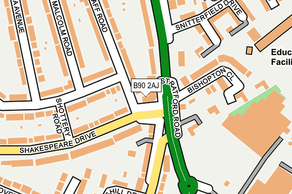 B90 2AJ map - OS OpenMap – Local (Ordnance Survey) B90 2AJ map - OS OpenMap – Local (Ordnance Survey)