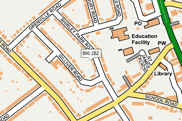 B90 2BZ map - OS OpenMap – Local (Ordnance Survey) B90 2BZ map - OS OpenMap – Local (Ordnance Survey)