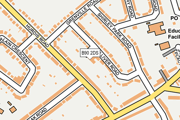 B90 2DS map - OS OpenMap – Local (Ordnance Survey) B90 2DS map - OS OpenMap – Local (Ordnance Survey)