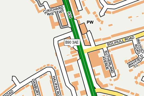 B90 3AE map - OS OpenMap – Local (Ordnance Survey) B90 3AE map - OS OpenMap – Local (Ordnance Survey)