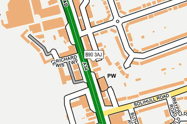 B90 3AJ map - OS OpenMap – Local (Ordnance Survey) B90 3AJ map - OS OpenMap – Local (Ordnance Survey)
