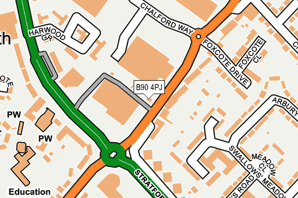 B90 4PJ map - OS OpenMap – Local (Ordnance Survey) B90 4PJ map - OS OpenMap – Local (Ordnance Survey)