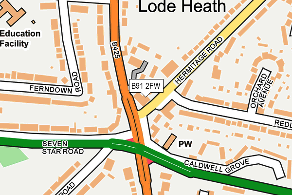 B91 2FW map - OS OpenMap – Local (Ordnance Survey) B91 2FW map - OS OpenMap – Local (Ordnance Survey)