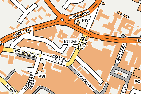 B91 3AF map - OS OpenMap – Local (Ordnance Survey) B91 3AF map - OS OpenMap – Local (Ordnance Survey)