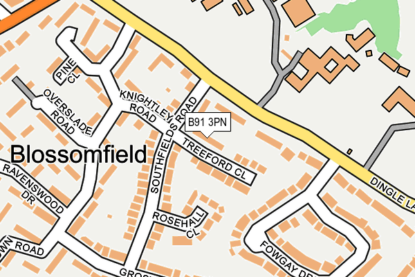 B91 3PN map - OS OpenMap – Local (Ordnance Survey)