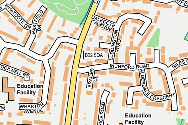 B92 9QA map - OS OpenMap – Local (Ordnance Survey) B92 9QA map - OS OpenMap – Local (Ordnance Survey)