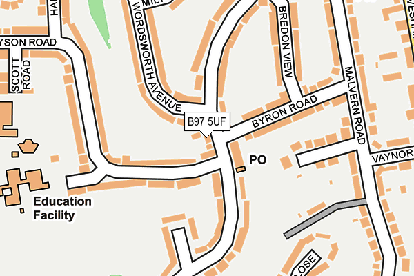 B97 5UF map - OS OpenMap – Local (Ordnance Survey) B97 5UF map - OS OpenMap – Local (Ordnance Survey)