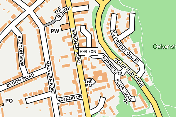 B98 7XN map - OS OpenMap – Local (Ordnance Survey) B98 7XN map - OS OpenMap – Local (Ordnance Survey)