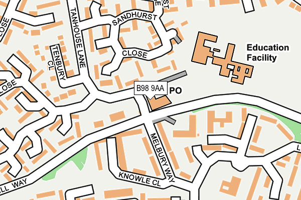 B98 9AA map - OS OpenMap – Local (Ordnance Survey) B98 9AA map - OS OpenMap – Local (Ordnance Survey)