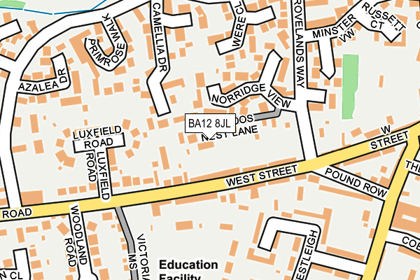 BA12 8JL map - OS OpenMap – Local (Ordnance Survey) BA12 8JL map - OS OpenMap – Local (Ordnance Survey)