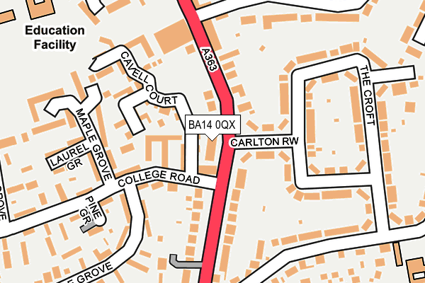 BA14 0QX map - OS OpenMap – Local (Ordnance Survey) BA14 0QX map - OS OpenMap – Local (Ordnance Survey)